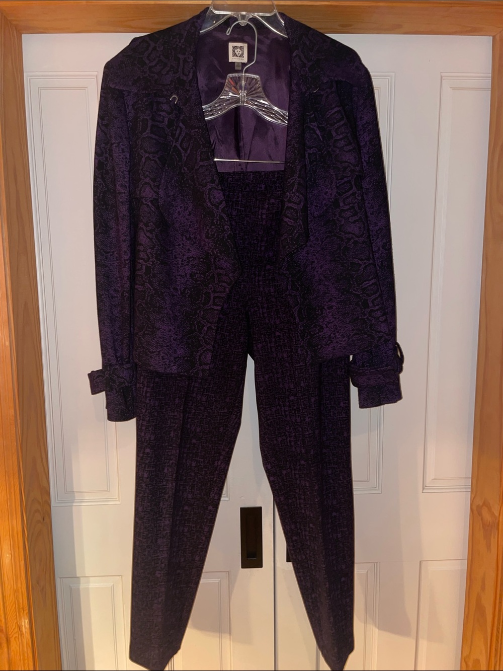 Anne Klein Deep Purple Textured Pantsuit